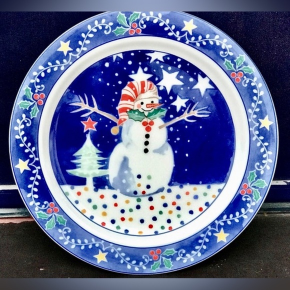 Vintage Discontinued NORITAKE EPOCH Mr. Snowman Illustrated Dinner Plate - Picture 3 of 8